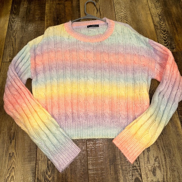 RAINBOW sweater! Super soft! Says L but can fit as a M - Picture 1 of 3